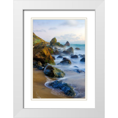 Muir Beach Dusk-Marin County-California-USA White Modern Wood Framed Art Print with Double Matting by Miller, Anna