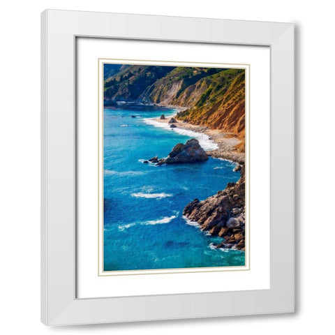 Big Sur Coastal Cliffs-California-USA White Modern Wood Framed Art Print with Double Matting by Miller, Anna