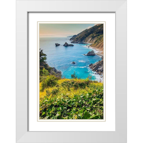Big Sur Area-California-USA White Modern Wood Framed Art Print with Double Matting by Miller, Anna
