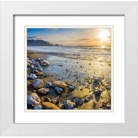 Rockaway Beach Sunset-Pacifica-California-USA White Modern Wood Framed Art Print with Double Matting by Miller, Anna