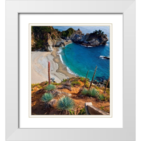 McWay Falls-Julia Pfeiffer Burns State Park-Big Sur-California-USA White Modern Wood Framed Art Print with Double Matting by Miller, Anna