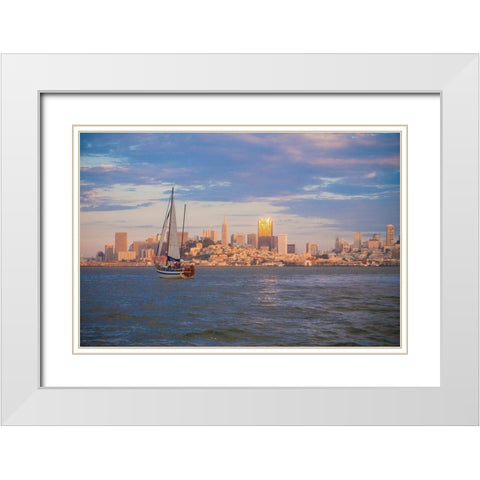 San Francisco Skyline-California-USA White Modern Wood Framed Art Print with Double Matting by Miller, Anna