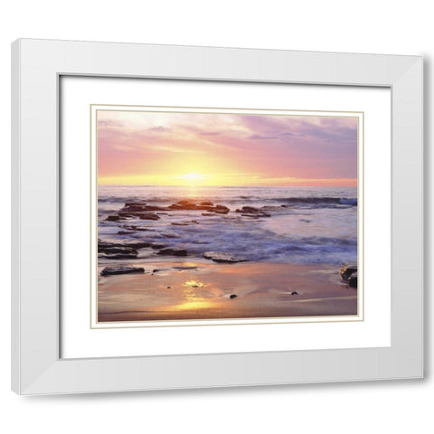 CA, San Diego Sunset Cliffs beach at sunset White Modern Wood Framed Art Print with Double Matting by Talbot Frank, Christopher