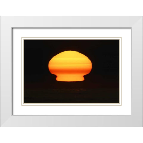 CA, La Jolla Sun at sunset distorts shape White Modern Wood Framed Art Print with Double Matting by Morris, Arthur