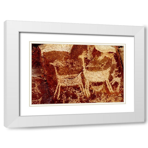 California, Little Petroglyph Canyon Petroglyphs White Modern Wood Framed Art Print with Double Matting by Welling, Dave