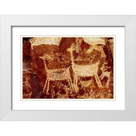 California, Little Petroglyph Canyon Petroglyphs White Modern Wood Framed Art Print with Double Matting by Welling, Dave