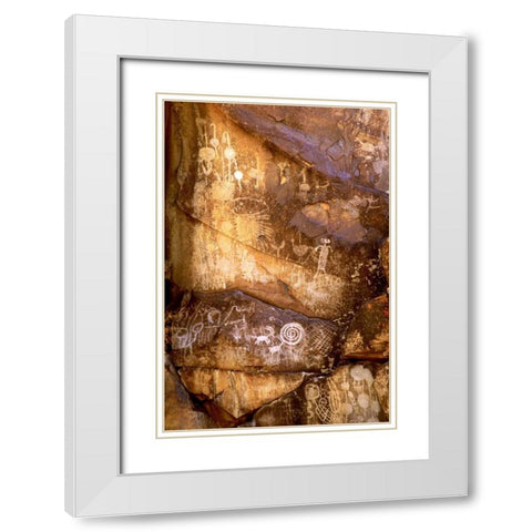 California, Little Petroglyph Canyon Petroglyphs White Modern Wood Framed Art Print with Double Matting by Welling, Dave