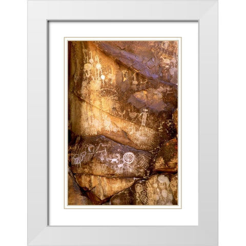 California, Little Petroglyph Canyon Petroglyphs White Modern Wood Framed Art Print with Double Matting by Welling, Dave