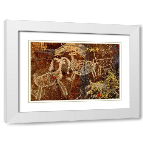 California, Little Petroglyph Canyon Petroglyphs White Modern Wood Framed Art Print with Double Matting by Welling, Dave