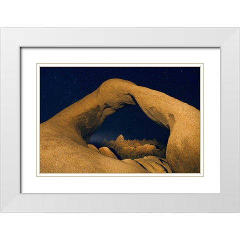 CA, Alabama Hills Mobius Arch illuminated White Modern Wood Framed Art Print with Double Matting by Kirkland, Dennis