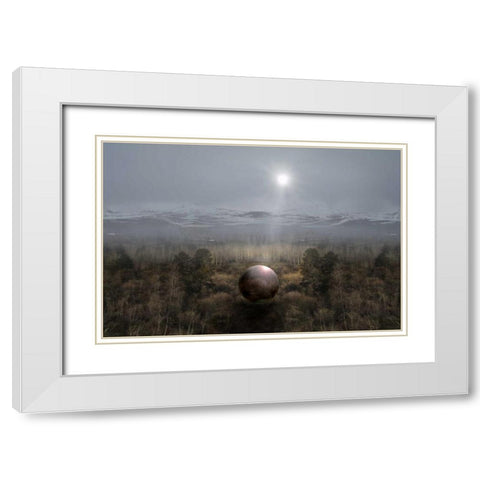 CA, Eastern Sierras Aspen trees in winter White Modern Wood Framed Art Print with Double Matting by Kelley, David