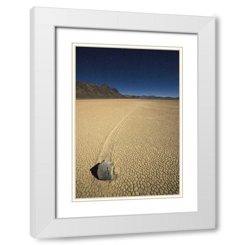 CA, Death Valley NP A mysterious sliding rock White Modern Wood Framed Art Print with Double Matting by Flaherty, Dennis