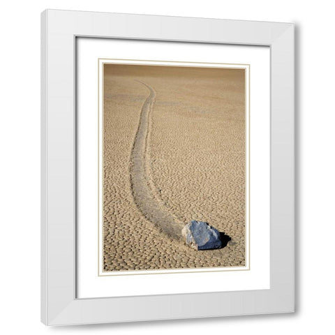 CA, Death Valley NP A mysterious sliding rock White Modern Wood Framed Art Print with Double Matting by Flaherty, Dennis