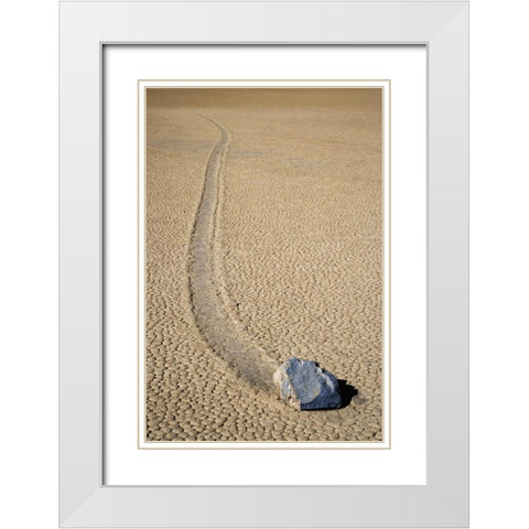 CA, Death Valley NP A mysterious sliding rock White Modern Wood Framed Art Print with Double Matting by Flaherty, Dennis