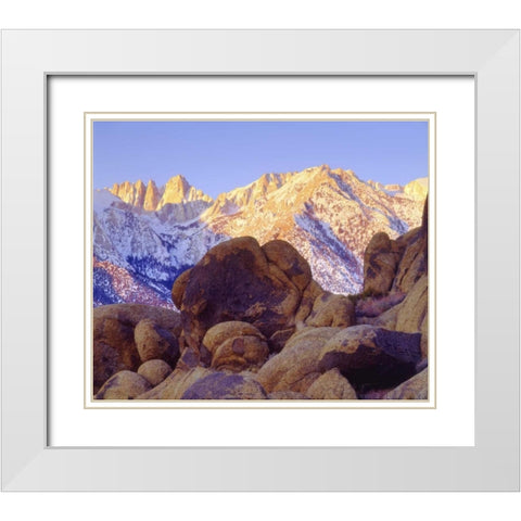 California, Sierra Nevada Mt Whitney at sunrise White Modern Wood Framed Art Print with Double Matting by Talbot Frank, Christopher