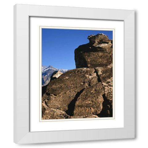 California Great Basin Abstract petroglyphs White Modern Wood Framed Art Print with Double Matting by Flaherty, Dennis