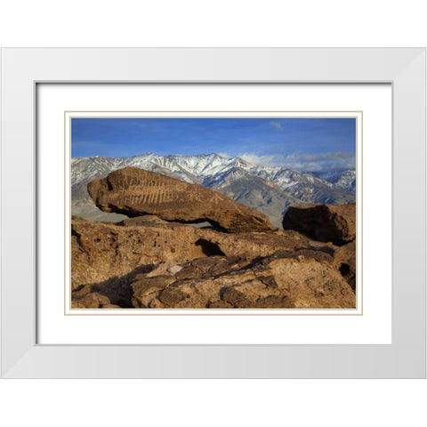 California Great Basin Abstract petroglyphs White Modern Wood Framed Art Print with Double Matting by Flaherty, Dennis