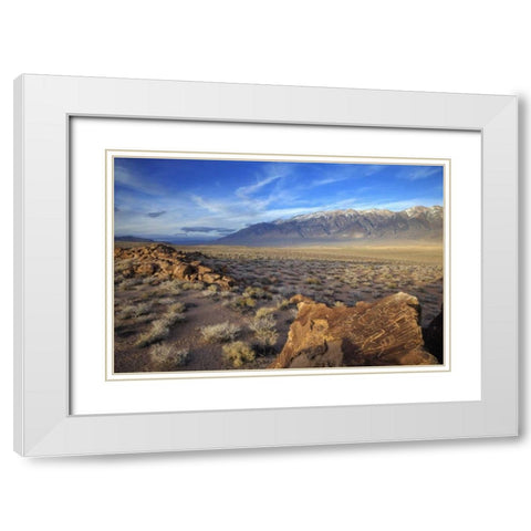 California Great Basin Abstract petroglyphs White Modern Wood Framed Art Print with Double Matting by Flaherty, Dennis