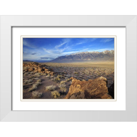 California Great Basin Abstract petroglyphs White Modern Wood Framed Art Print with Double Matting by Flaherty, Dennis