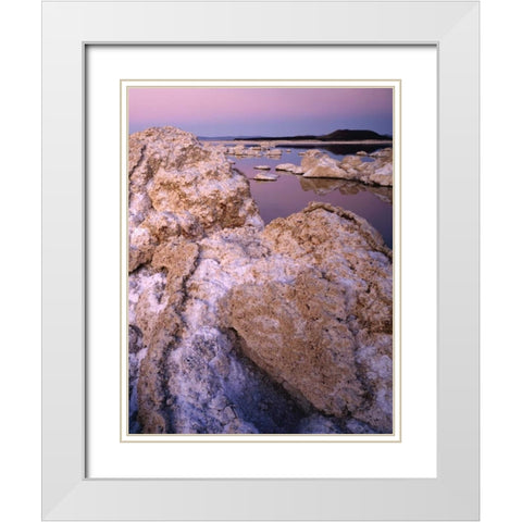 CA, Mono Lake reflections in south tufa area White Modern Wood Framed Art Print with Double Matting by Flaherty, Dennis