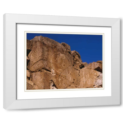 California, Owens Valley, Curvilinear petroglyphs White Modern Wood Framed Art Print with Double Matting by Flaherty, Dennis