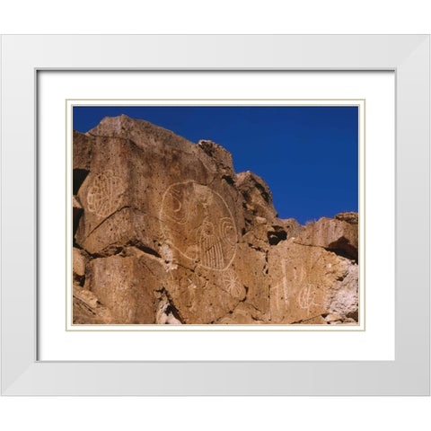 California, Owens Valley, Curvilinear petroglyphs White Modern Wood Framed Art Print with Double Matting by Flaherty, Dennis