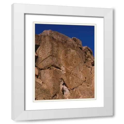 California, Owens Valley, Curvilinear petroglyphs White Modern Wood Framed Art Print with Double Matting by Flaherty, Dennis