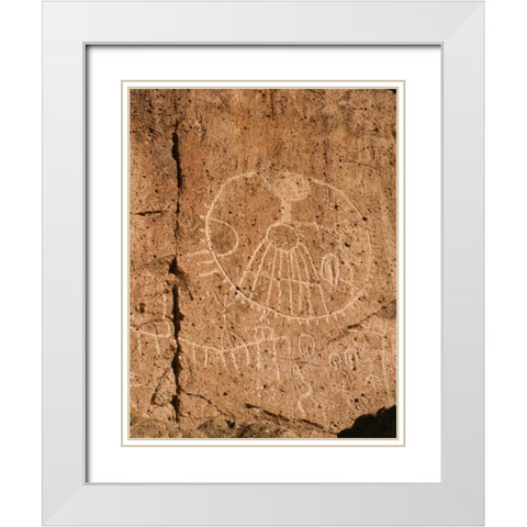 California, Owens Valley, Curvilinear petroglyphs White Modern Wood Framed Art Print with Double Matting by Flaherty, Dennis