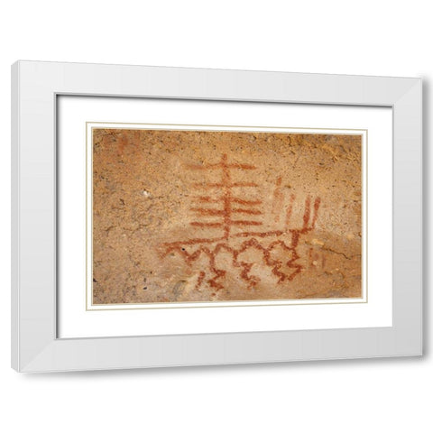 California, Owens Valley Pictographs in a cave White Modern Wood Framed Art Print with Double Matting by Flaherty, Dennis