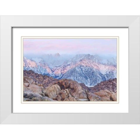 California, Lone Pine Sunrise on Mount Whitney White Modern Wood Framed Art Print with Double Matting by Paulson, Don
