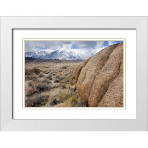 California, Lone Pine Alabama Hills and Sierras White Modern Wood Framed Art Print with Double Matting by Paulson, Don