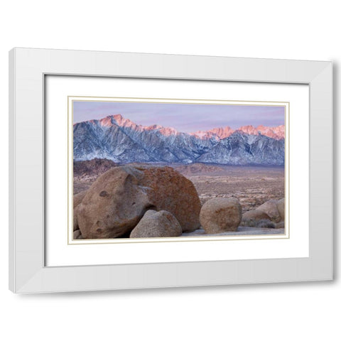 California Lone Pine Peak and Mt Whitney White Modern Wood Framed Art Print with Double Matting by Paulson, Don