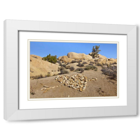 CA, Joshua Tree NP Stone heart pattern White Modern Wood Framed Art Print with Double Matting by Paulson, Don
