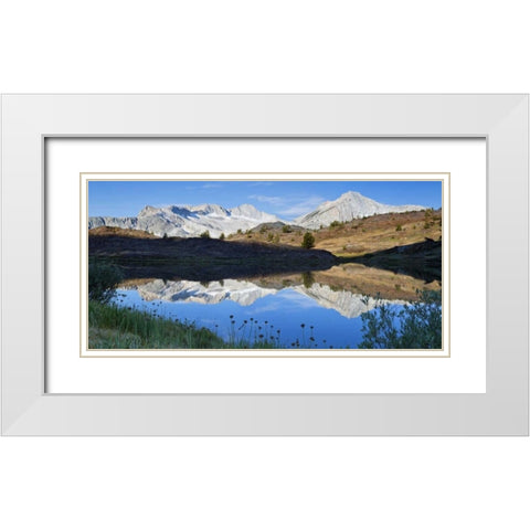 CA, Inyo NF Humming Bird Lake and mountain White Modern Wood Framed Art Print with Double Matting by Paulson, Don
