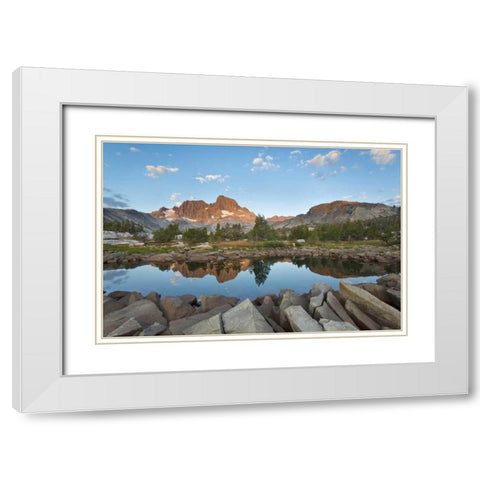 California, Inyo NF Rocky shore of Garnet Lake White Modern Wood Framed Art Print with Double Matting by Paulson, Don