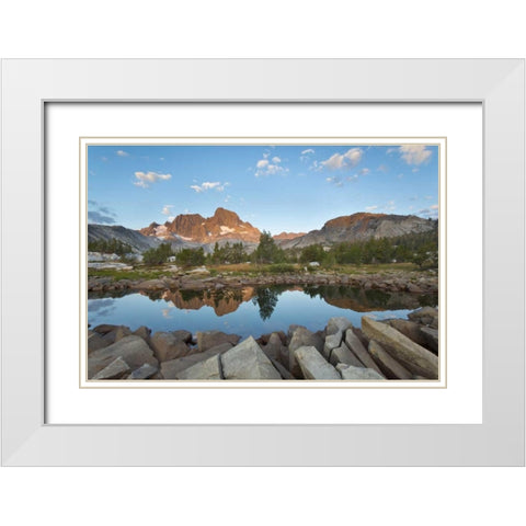 California, Inyo NF Rocky shore of Garnet Lake White Modern Wood Framed Art Print with Double Matting by Paulson, Don