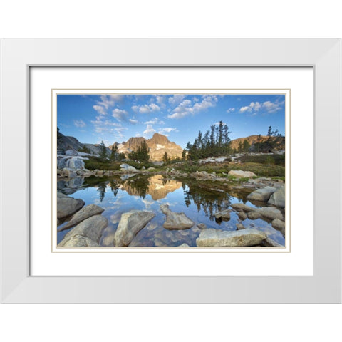 California, Inyo NF Rocky shore of Garnet Lake White Modern Wood Framed Art Print with Double Matting by Paulson, Don