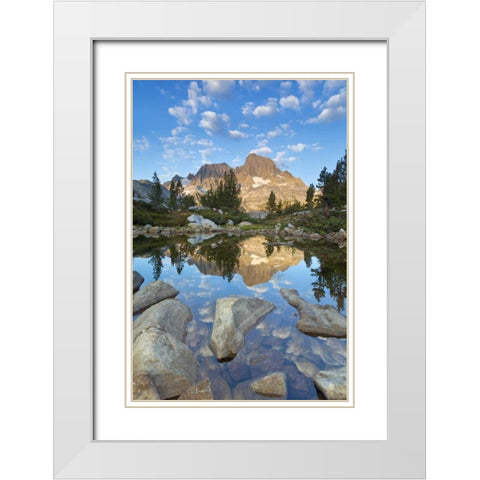 California, Inyo NF Rocky shore of Garnet Lake White Modern Wood Framed Art Print with Double Matting by Paulson, Don