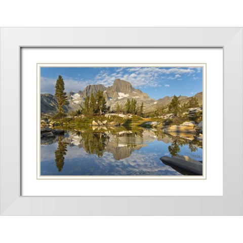 California Mountains reflect in Garnet Lake White Modern Wood Framed Art Print with Double Matting by Paulson, Don