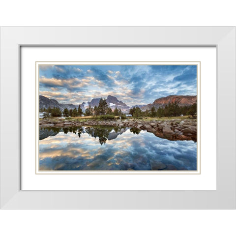 California Mountains reflect in Garnet Lake White Modern Wood Framed Art Print with Double Matting by Paulson, Don