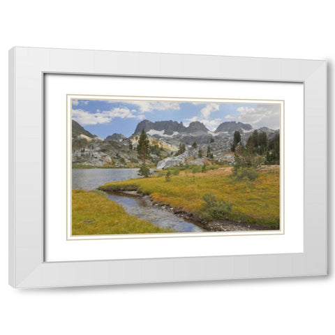 CA, Inyo NF The Minarets and Ediza Lake White Modern Wood Framed Art Print with Double Matting by Paulson, Don