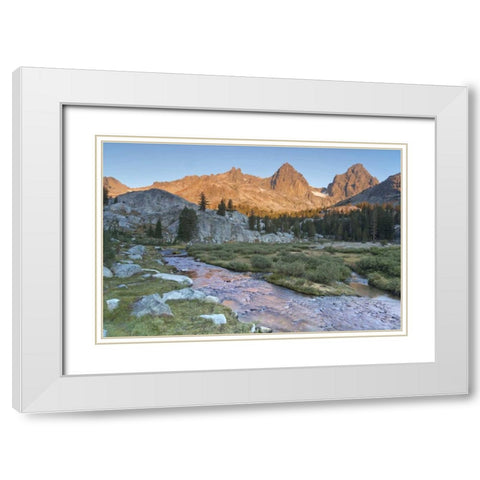 CA, Inyo NF Feeder stream entering Ediza Lake White Modern Wood Framed Art Print with Double Matting by Paulson, Don