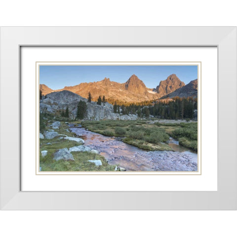CA, Inyo NF Feeder stream entering Ediza Lake White Modern Wood Framed Art Print with Double Matting by Paulson, Don