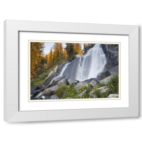 California, Inyo NF Waterfall near Ediza Lake White Modern Wood Framed Art Print with Double Matting by Paulson, Don