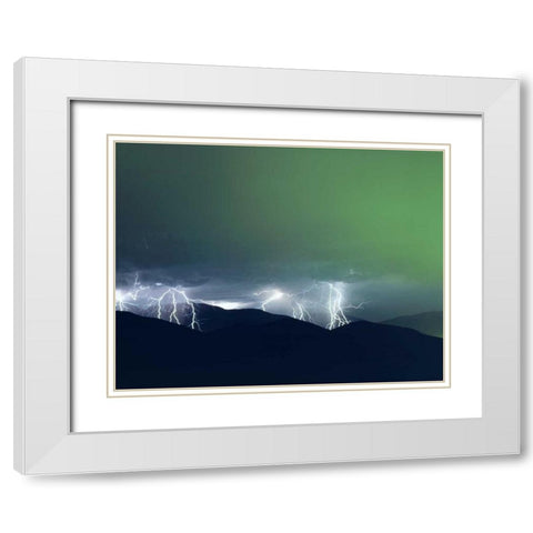 California, San Diego, Lightning over Mt Miguel White Modern Wood Framed Art Print with Double Matting by Talbot Frank, Christopher