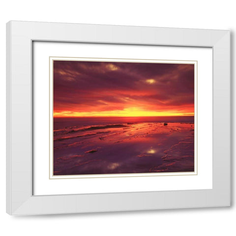 CA, San Diego, Sunset Cliffs tide pools at Sunset White Modern Wood Framed Art Print with Double Matting by Talbot Frank, Christopher