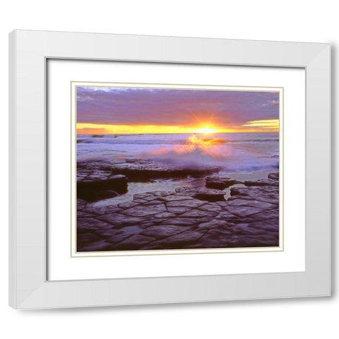 CA, San Diego, Sunset Cliffs tide pools at Sunset White Modern Wood Framed Art Print with Double Matting by Talbot Frank, Christopher