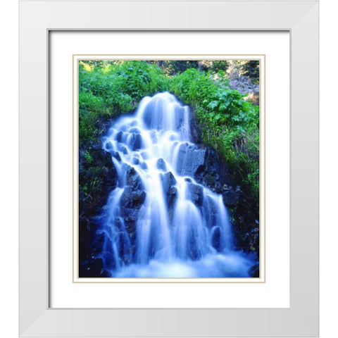 CA, Sierra Nevada Waterfall in Reds Meadow White Modern Wood Framed Art Print with Double Matting by Talbot Frank, Christopher