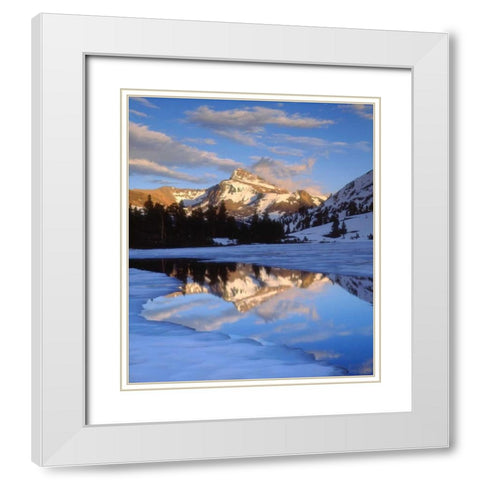 CA, Sierra Nevada Dana Peak above a frozen lake White Modern Wood Framed Art Print with Double Matting by Talbot Frank, Christopher