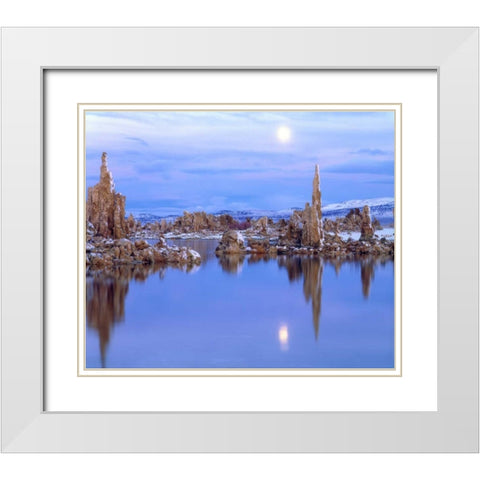 CA Full Moon over Tufa Formations on Mono Lake White Modern Wood Framed Art Print with Double Matting by Talbot Frank, Christopher